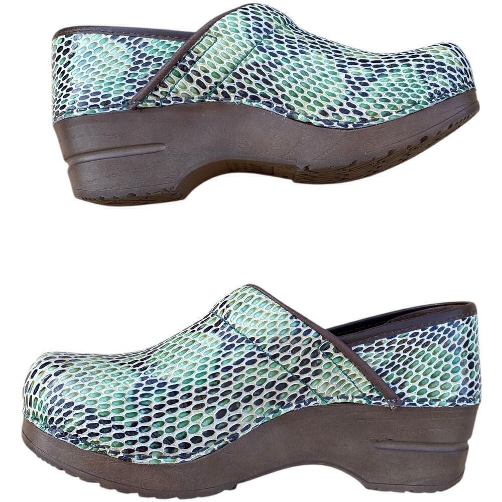 Sanita Clogs Womens Colorful Leather Snake Pattern Nurse SlipOns Size EU 35 US 4 - Picture 2 of 16